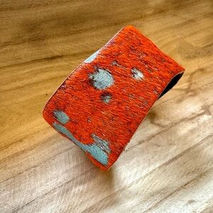 Orange and Blue cowhide Cuff Bracelet